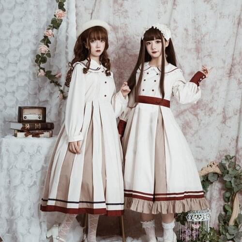 Original Design A Letter from Distance Womens Lolita Dress Winter Long Sleeve Dress / Sleeveless Sailor Collar Dress & Blouse