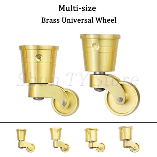 1/2/4/8 Pcs Brass Multi-size Universal Caster Round Cup Casters Wheels Heavy Duty Furniture Legs Wheels For Sofa Chair Cabinet