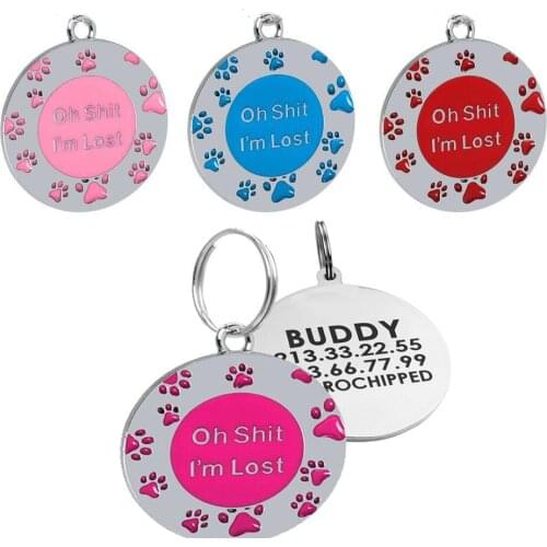 1PCS Personalized Dog ID Tag Collar Anti-lost Stainless Steel Engraved Pet Cat Puppy Collar Accessories Telephone Name Home Tags