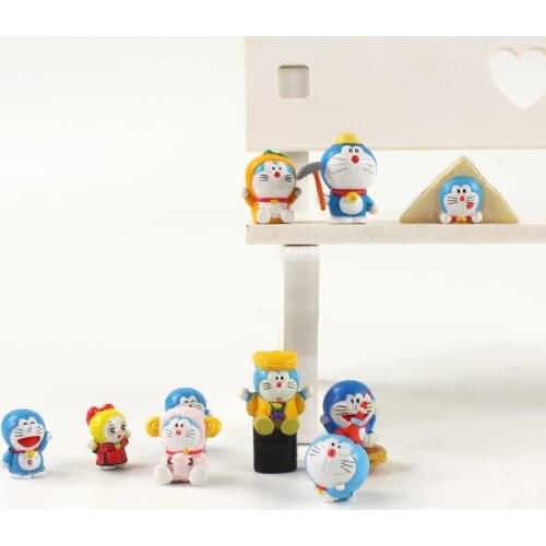 1.5-3cm 10pcs/lot Doraemon Figure Toys Doraemon Lantern Skating Table Tennis Mini Model Doll for Children Gifts