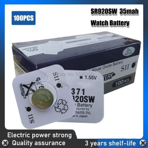100PC FOR SEIZAIKEN AG6 371 SR920SW LR920 171 370 371 L921 LR69 SR920 SR69 1.55V Button Cell watch Coin Silver Oxide Battery