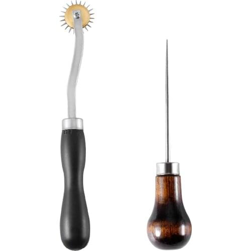 RORGETO 2PCS Leather Super Seam Wheel Gear Boutique Single Gourd Cone Sewing Leather Craft Tool Stainless Steel Sewing Kit