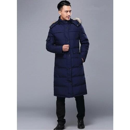2020 Casual Men White Duck Down Jackets Mens Thick Long Black Coat Warm Winter Male Jacket Plus Size Hooded Coats WXF150