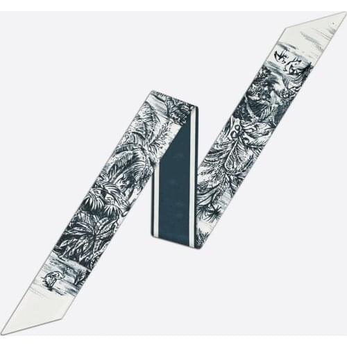 2021 Coconut Tree Brand Design Scarf Twill 100% Silk Scarves Women Summer Neckerchief Bag Scarf Hair Accessories Luxury Headband