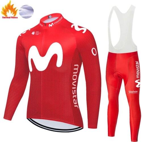 2020 Movistar cycling set men Team Winter Thermal Fleece Cycling kit Men Long Sleeve ropa bicicleta hombre Outdoor Riding jersey