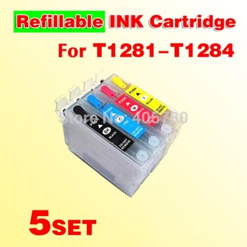 5set T128 refillable ink cartridge T1281-T1284 compatible for S22 SX125 SX130 SX235W SX420 SX425W SX435 445 with chips