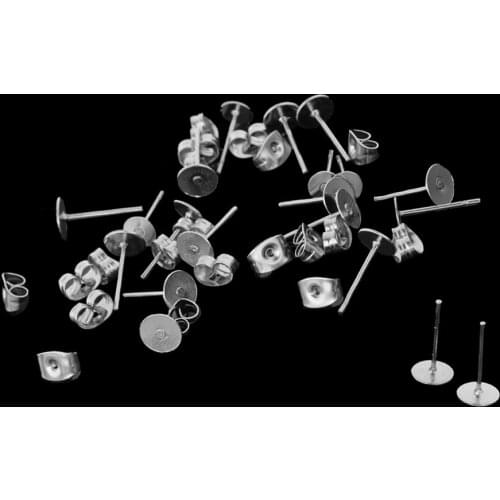 60 Pairs/Lot Hypoallergenic Earrings Pin Stud Blank Back Lock Post Pad Blank Crafts DIY Making Crafts