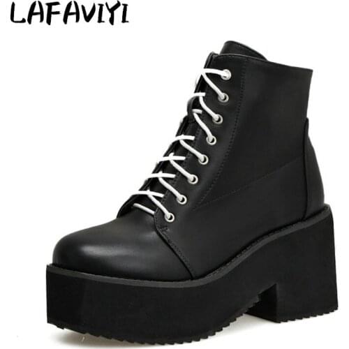 2020 Motorcycle Boots Punk Genuine Leather Thick With Ankle Boots Womens Thick Zipper Boots England Martin Boots