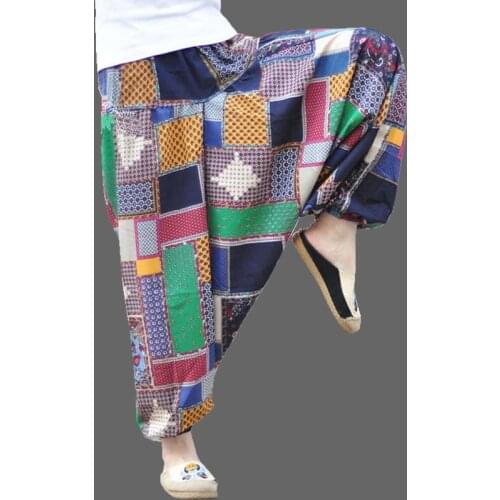 2020 dance thai harem pants women men hippy print plus size baggy loose casual cotton linen pants trousers pantalon femme