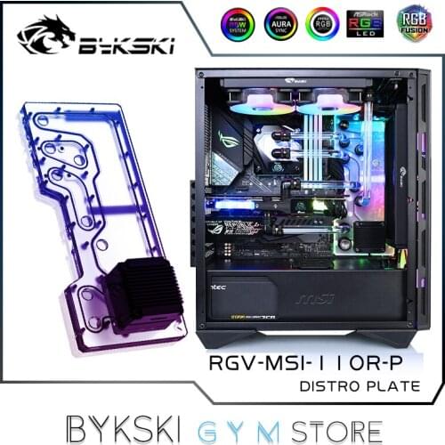 Bykski Distro Plate For MSI GUNGNIR 110R Case,2X240 Radiator Water Cooling Loop Solution, 12V/5V RGB SYNC, RGV-MSI-110R-P