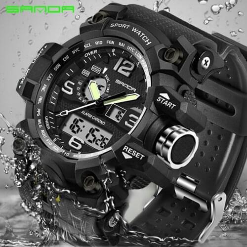 SANDA Watch Men Sports Watches Dual Display Analog Digital Quartz Watches Men Military Watches Relogio Masculino reloj hombre