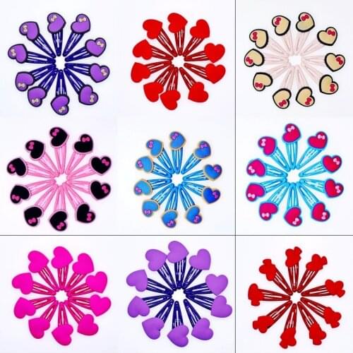 Kids Gift Hair Clips Girls 10 Pcs Hair Accessoy Colorful Heart Shaped With Bowknot Hair Hairpins Market Promotional Gift