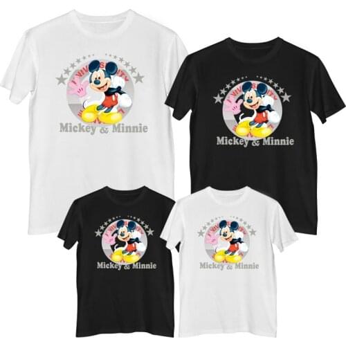 Disney Mickey Mouse T-shirt Summer Comfortable 100% cotton Fashion Women tee shirt girls clothes mother and daughter clothes Top