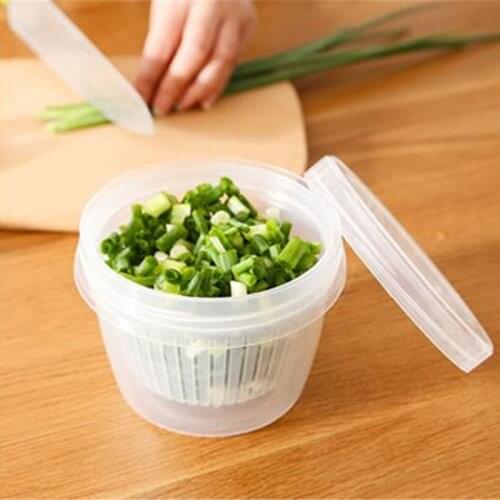 Double-sealed round food storage box fruit and vegetable kitchen fresh-keeping refrigerator storage box drainable container