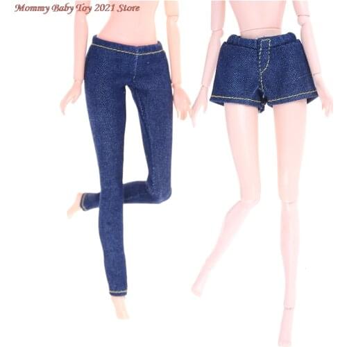 Elastic Jeans Bottoms Trousers Shorts Long Pants For Doll Cloth Fashion Outfit For Blythe 1/6 BJD Dolls Shoe Accessories