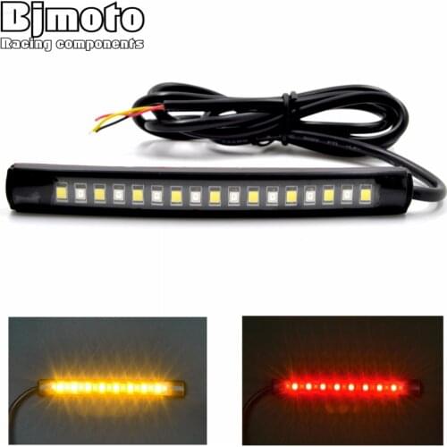 Flexible LED Motorcycle Brake Light Strip Tail Turn Signal Lamp Bar Off-road Moto License Plate Taillight 17LED 2835SMD