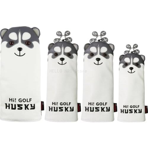 Golf Club Head Cover for Drivers Fairways and Hybrid Golf Headcovers Set Husky Cartoon 3Pcs/Set of 4Pcs/set