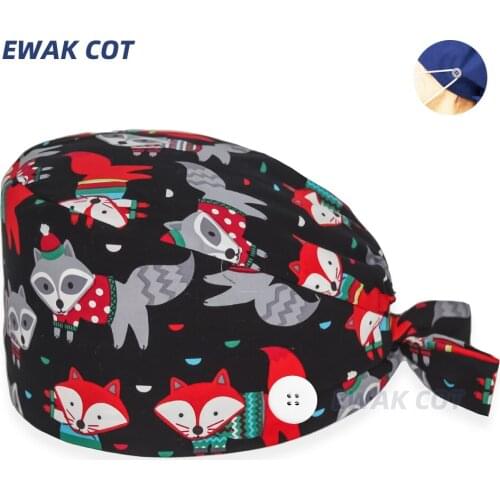 Cotton Nurse Hat for Women Adjustable Surgicals Cap with Buttons Sweat-Absorbent Towel Beauty Salon Pharmacy Lab Pet Doctor Caps