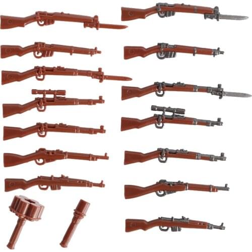 DIY WW2 Military British Soldier Weapons Building Blocks Army Figure Accessory City Soviet Soldiers Bricks Kids Toys