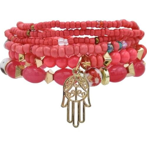 Korea Fashion Jewelry MutiLayer Beads Bracelets & Bangles For Women Boho Elastic white black Strand Bracelet Pulseras Mujer Femm