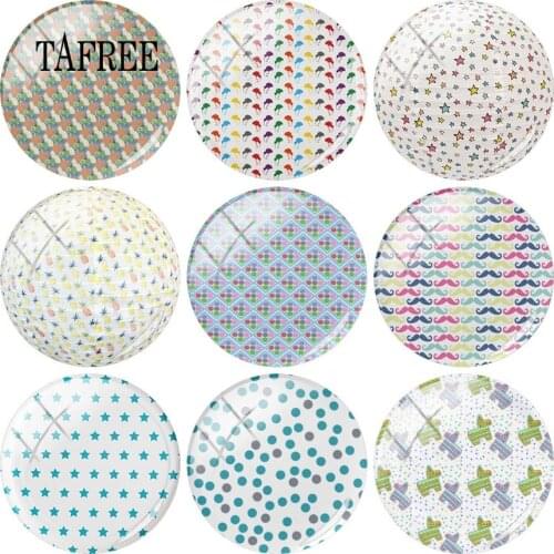 TAFREE Beautiful Decorative pattern 25mm Round Glass Canochon Dome Flat Back DIY Jewelry Finding Women Girls Love