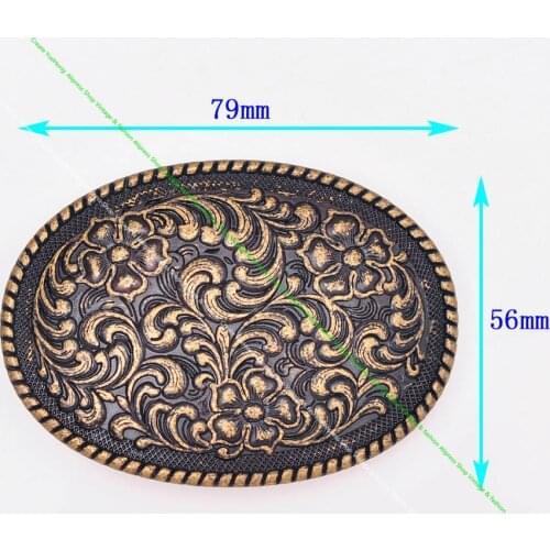 Retro Brass Huge Oval American Western Flower Rodeo Ranger Rope Side Cowboy Leathercraft Belt Buckle Replacement fit 41mm