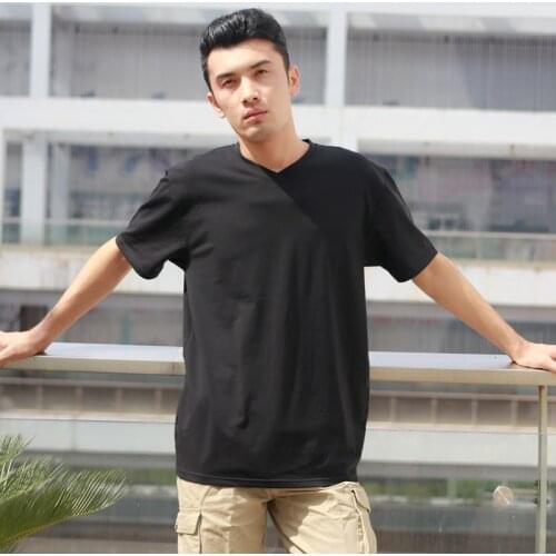 Summer t shirt V neck soft cotton blend lycra tshirt short sleeve soild color T shirt man t-shirt clothes