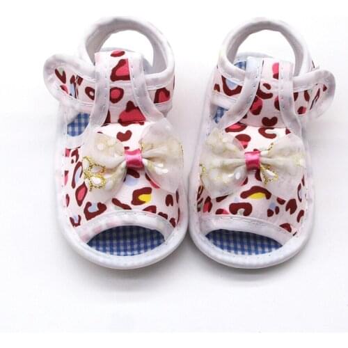 Infants Shies Baby Kids Bowknot Leopard Print Prewalker Cotton Fabric Shoes