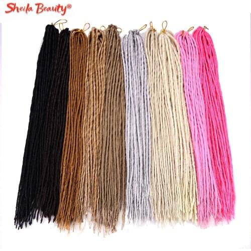 Soft Dreadlocks Synthetic Hair Extensions 22" Ombre Crochet Braids Single Twist Ends Dread Braiding Hair for Women Pink Brown