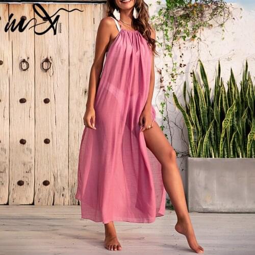 In-X Halter cover-ups women Sexy beach dress 2021 summer Backless saida de praia Long beach wear Elegant female bathers swimming