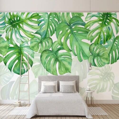 Custom Mural Wallpaper Modern 3D Green Leaf Wall Painting Living Room Bedroom Background Wall Art Home Decor Papel De Parede 3 D
