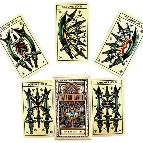 2021 New High Quality Tattoo Tarot Cards Fortune Guidance Telling Divination Deck Board Game With PDF Guidebook For Friend Game