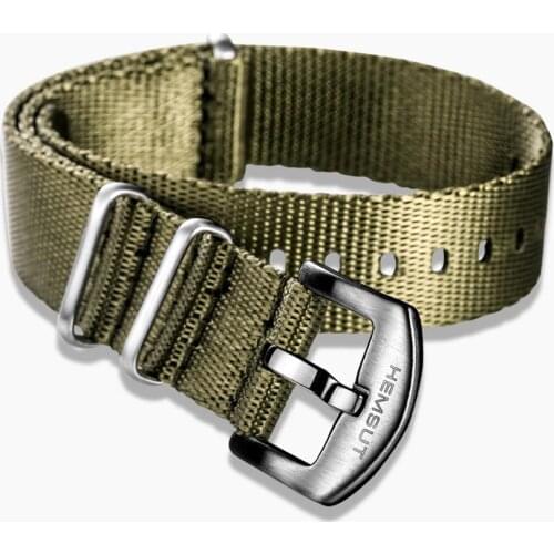 Nato Watch Band Nylon Green One piece Replace Seatbelt Watch Straps For Men or Women Watch 18mm 20mm 22mm 24mm
