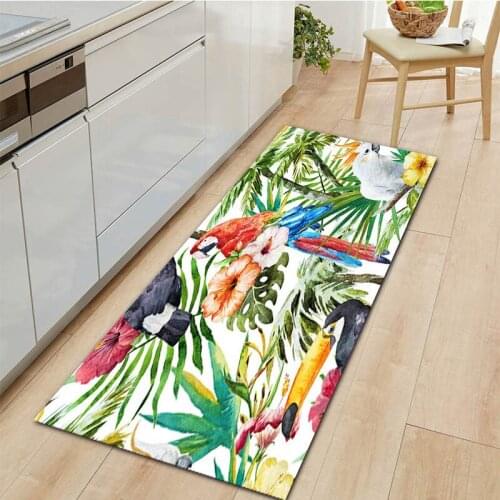 Flower And Bird Series Kitchen Rug Long Strip Bedroom Doormat Home Floor Decoration Living Room Carpet Bathroom Anti-Slip Mat