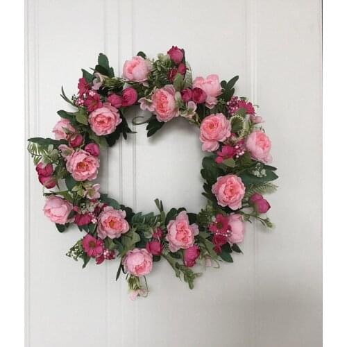 Silk Wreath New Simulation Peony Flower Wreath Door Lintel Pendant Living Room Bedroom Decoration for Christmas Decoration