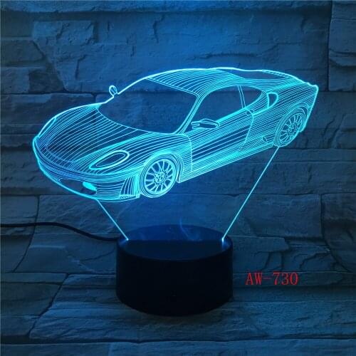 7 Colors Change Home Decor Light Fixture LED Car Shape Light USB 3D Luminarias Vehicle Modelling Night Light Desk Lamp AW-730