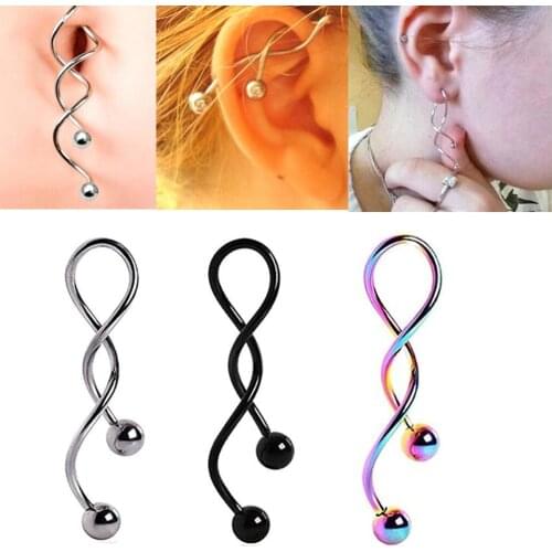 Spiral Twist Navel Belly Button Rings Surgical Steel Body Piercing 14g Industrial Barball Earrings Cartilage Helix Bar Tragus