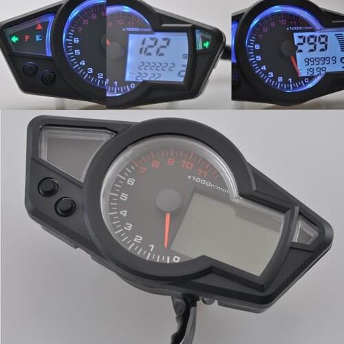 Universal Motorcycle 12V Odometer LCD Gauge Digital Speedometer Tachometer Gauge RPM 15000 for 8-22 inch wheel Racing