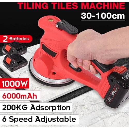 Tiling Tiles Machine 30-100mm Tiles Vibrator Suction Cup 6 Speed Adjustable Floor Vibrator Leveling Tool With 2 Batteries