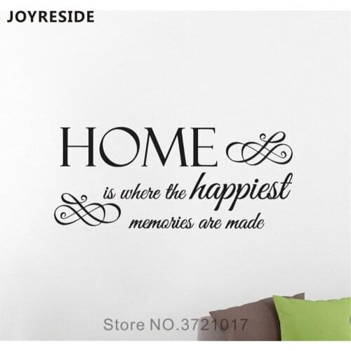 JOYRESIDE Home Is Where Quotes Wall Decals Vinyl Sticker Family Children Living room Playroom Interior Designs Art Mural A1480
