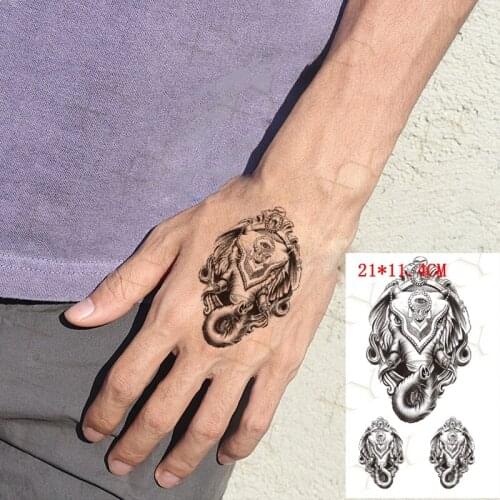 Waterproof Temporary Tattoo Sticker Elephant God Flash Tattoos Lion Fox Crown Lotus Body Art Arm Fake Tatoo for Women Men