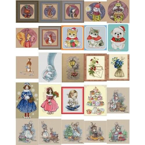 Girl styles cross stitch aida 18ct 14ct 11ct black cloth people kit embroidery DIY handmade needlework