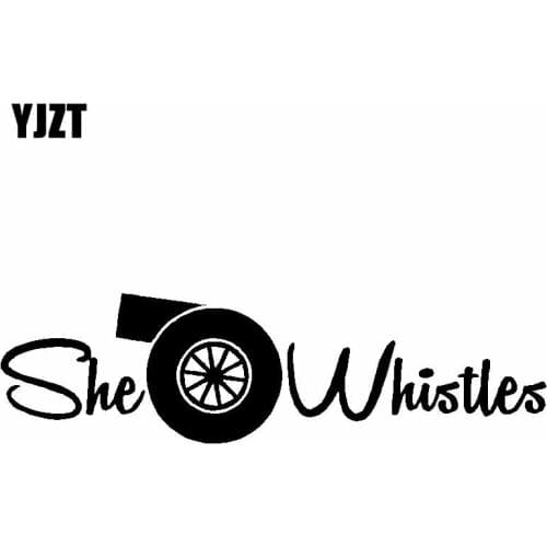 YJZT 15.2CM*4.2CM She Whistles Vinyl Decal Car Sticker Turbo Powerstroke Black/Silver C10-00897