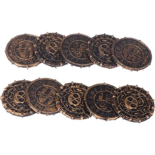 10pcs Plastic Pirate Treasure Coins Party Props Christmas Gift Game Currency Halloween Party Supplies Childrens Toys