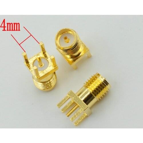 100 Pcs Gold PCB mount RP SMA plug straight connector