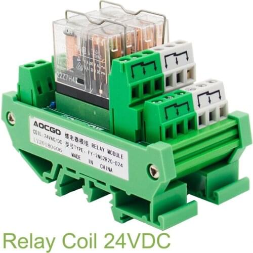 2 Channel OMRON DPDT G2R-2 DIN Rail Mount Interface Relay Module