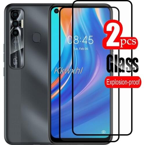 2PCS For Tecno Spark 7 Pro Screen Protector Full Glue Tempered Glass Protective Cover On Spark7 7Pro Spark7Pro