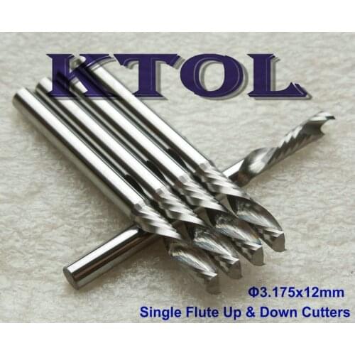 3.175x12MM Sharp Up &Down Cut- Single Flute Milling Cutter Tungsten Carbide CNC Wooden Bit,Mdf PVC Milling Cutter Router Bits