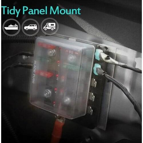 4/6/10 Circuit Blade Fuse Box Holder with LED Warning Light Car Boat Accessory
