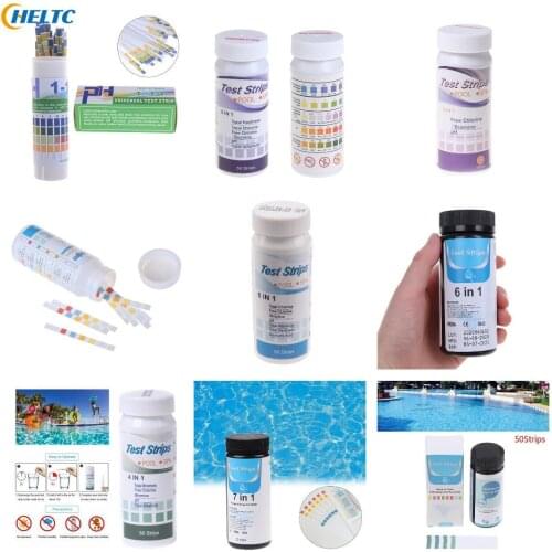 6 IN 1 50Pcs Water Quality Test Papers PH Level Total Alkalinity Testing Swimming Pool Aquarium Fish Tank Analyzing Test Strip